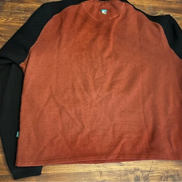 Kuhl Men's Red and Black Half-Zip Sweater, 100% Merino Wool - Picture 4 of 5